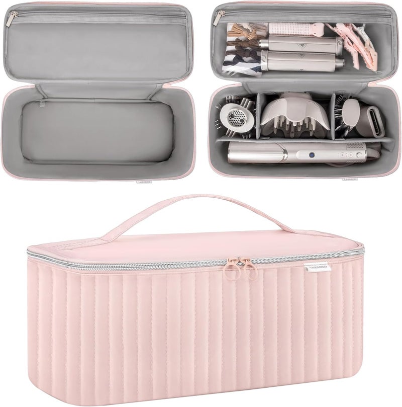 Lexeeco Travel Carrying Case for Hair Dryer Shark Flexstyle Dyson Airwrap Brush Hair Accessories Tools Storage Bag for Revlon Hairdryer Styler Organizer (Pink) - Image 4